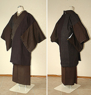 縞結城切継道中着