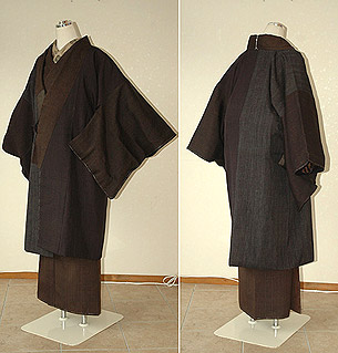 縞結城切継道中着