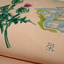 花の風景柄紅花染付下 帯 質感・風合