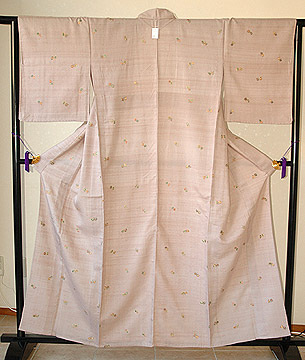 蝶柄刺繍紬単衣