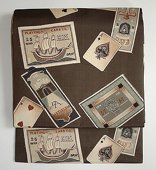 トランプ柄染名古屋帯 