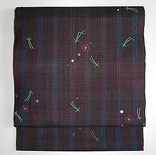 松葉に梅散らし文名古屋帯 