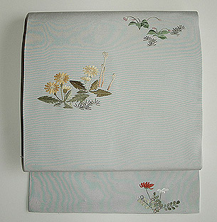早春の図刺繍名古屋帯