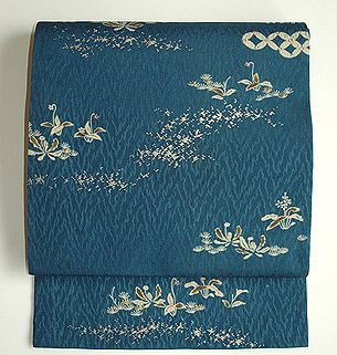 七宝つなぎと早春の図名古屋帯