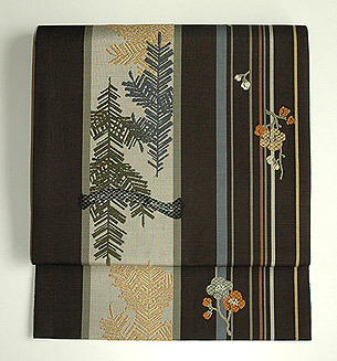 松に梅の図博多帯