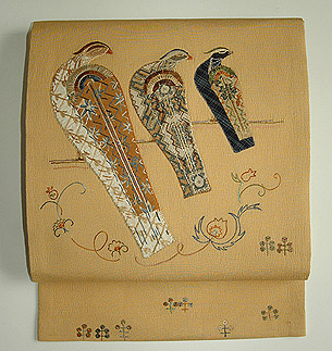 鳥の図パッチワーク名古屋帯