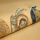 鳥の図パッチワーク名古屋帯　質感・風合