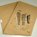 鳥の図パッチワーク名古屋帯　帯裏