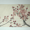 桜に文鳥染名古屋帯 前中心