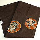 紬地に大津絵張り名古屋帯