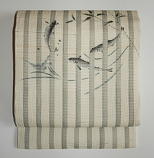 縞に鮎染名古屋帯