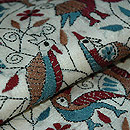 鳥文様カンタ刺繍名古屋帯　質感・風合