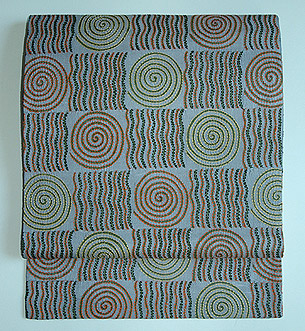 渦巻文様カンタ刺繍名古屋帯