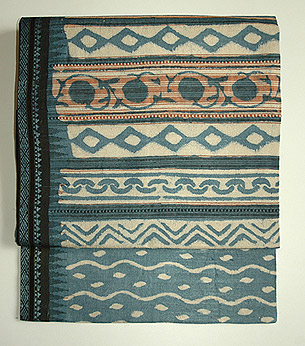 ウッドプリント抽象文様名古屋帯