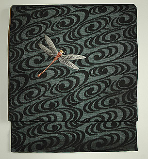 蜻蛉柄刺繍紗名古屋帯