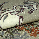 雪中に仔犬名古屋帯　質感・風合