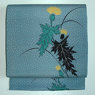 あざみ柄染め名古屋帯