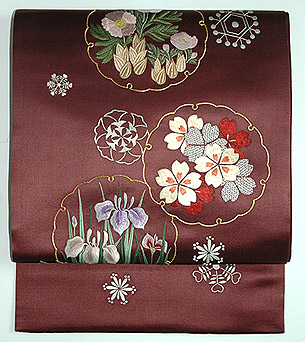 雪輪紋刺繍昼夜帯