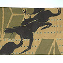 カラス柄染め名古屋帯　前中心