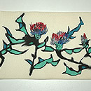 アザミ柄染名古屋帯　前中心