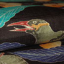 枇杷に鳥柄染名古屋帯　質感・風合