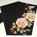 牡丹に菊柄染付帯　帯裏