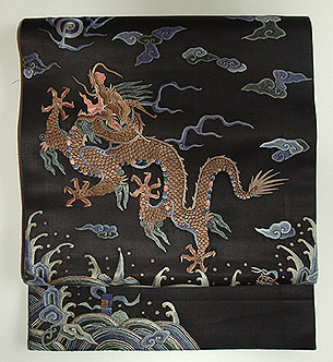 龍柄刺繍開名古屋帯