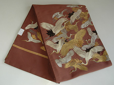 群れ飛鶴刺繍丸帯 - アンティーク着物の灯屋2
