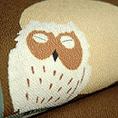 ミミズク柄染名古屋帯　質感・風合