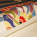 波に魚友禅名古屋帯　質感・風合