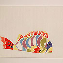 波に魚友禅名古屋帯　前中心