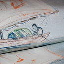 波止場の図名古屋帯　質感・風合