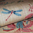 蜻蛉に花尽くし紅型名古屋帯　質感・風合