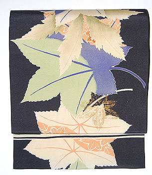 紅葉の図染名古屋帯