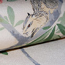 石榴にリスの図染名古屋帯　質感・風合