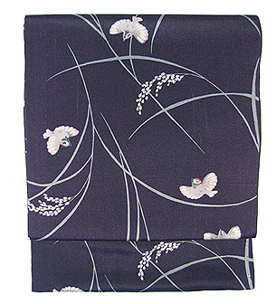 稲穂に雀の図染名古屋帯