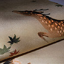 紅葉に鹿の図染名古屋帯　質感・風合