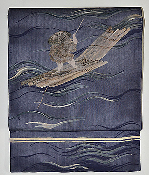 川の風景文様夏帯