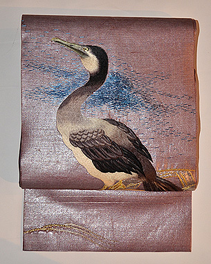 鵜の刺繍名古屋夏帯