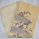 束垣に秋草文様絽縮緬帯　帯裏