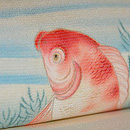 金魚の図染め絽縮緬帯　質感・風合