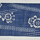 型染め花文様麻帯　前中心