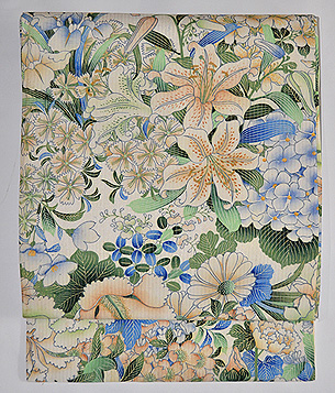 百合の花絽縮緬名古屋帯