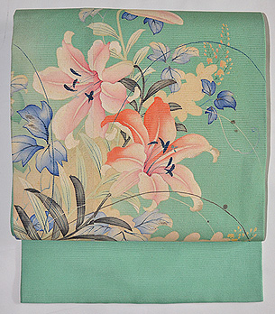 初夏の花々文様縦絽名古屋帯