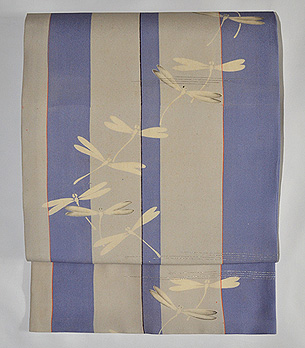 縞に蜻蛉名古屋帯