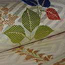 稲妻文に萩の図名古屋帯 質感・風合