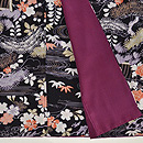 黒地流水に四季花文小紋　上前