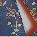 七宝に菊尽くし文様藍地訪問着 上前