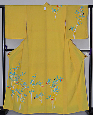 黄色の藪小路付下