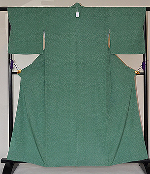 小宮康孝作　若竹色花入格子江戸小紋